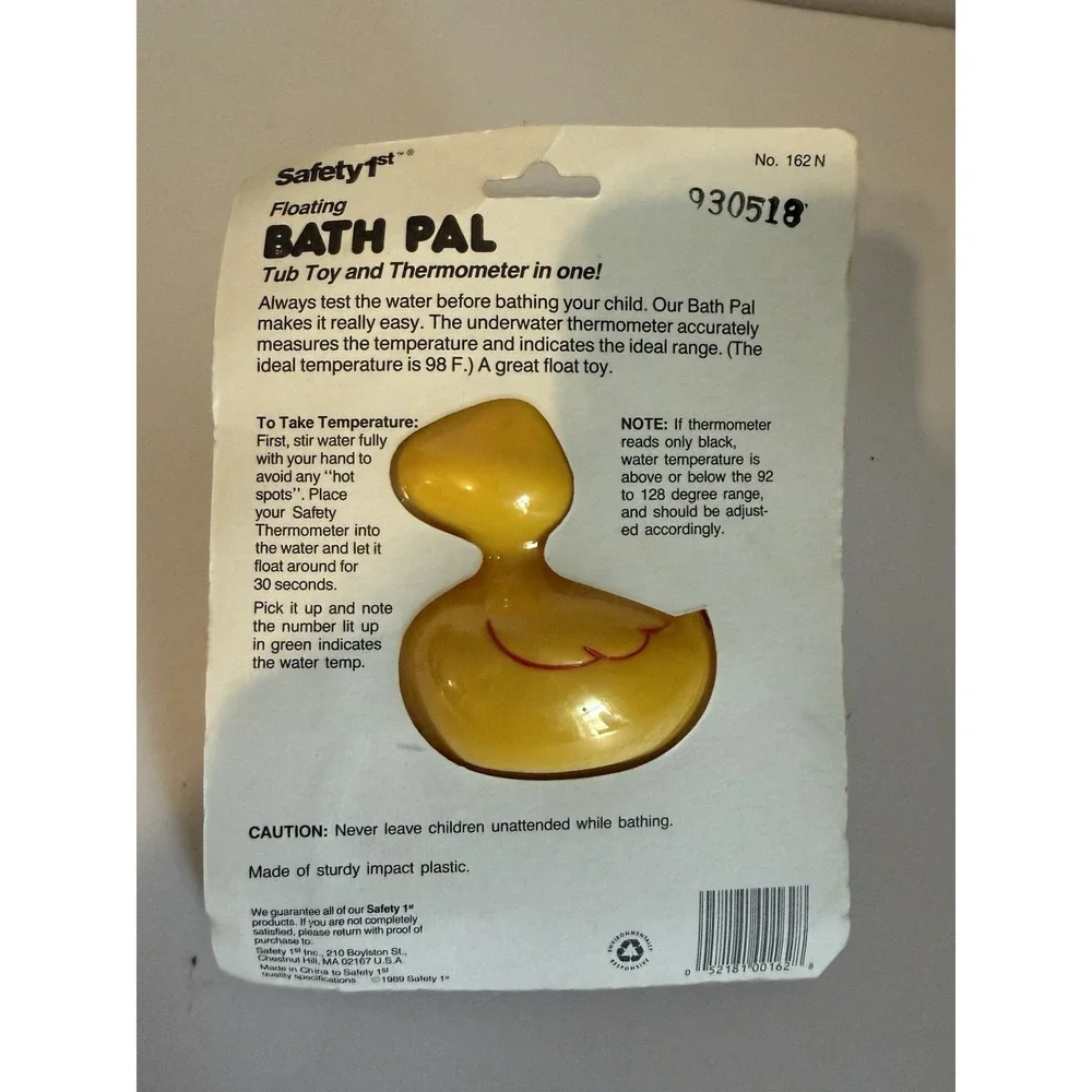 Vintage 1989 Safety First Rubber Duck Thermometer Bath Toy. New In box